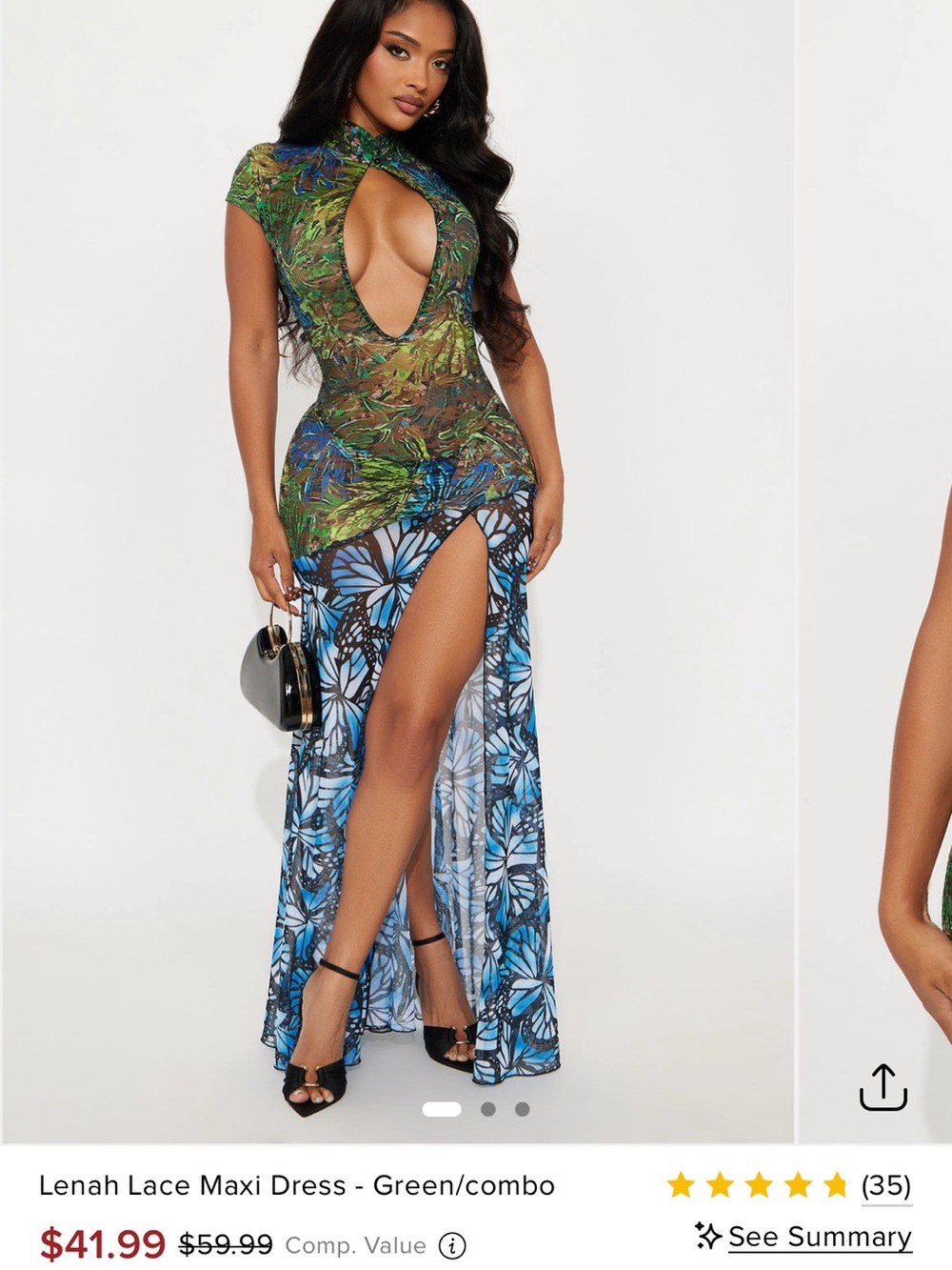 Lenah Lace Maxi Dress - Green/Blue Combo